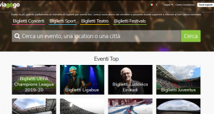 Schermata di un sito chiamato viagogo di vendita di biglietti online con varie caselle per scegliere l'evanto che interessa