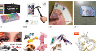 Schermata del sito vova.com dove si possono vedere tutti i vari articoli in vendita come la copertura infrangibile per il telefonino, i portachiavi e i giocattoli per animali