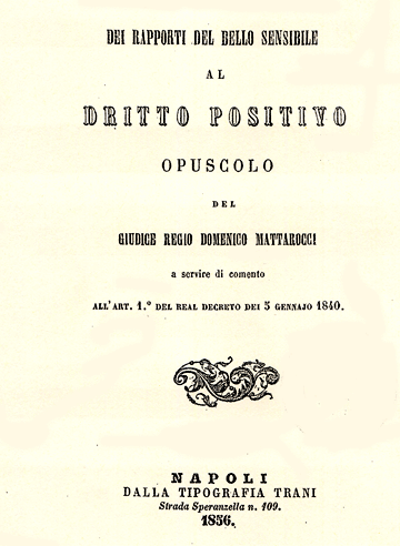 Dei Rapporti del Bello Sensibile al Diritto Positivo